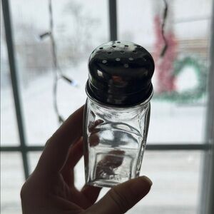 Vintage Clear Glass Salt Shaker with Silver Lid